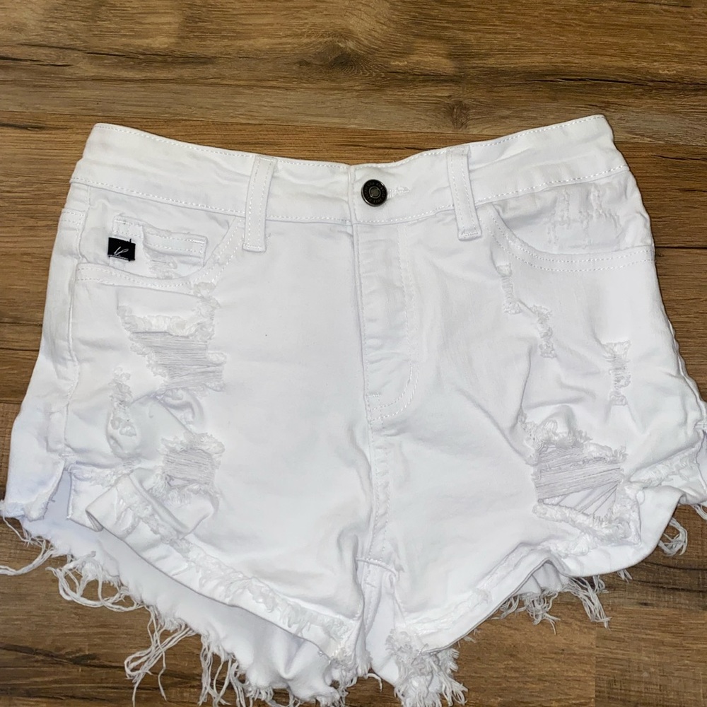Kancan White Distressed Shorts
